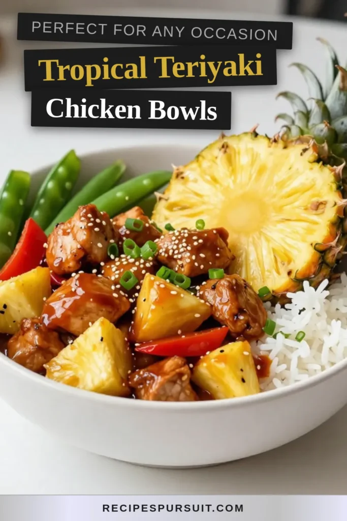 Savor the deliciousness of Pineapple Teriyaki Chicken Bowls, a perfect blend of sweet and savory! This easy chicken recipe is packed with flavor, including juicy chicken breasts, fresh pineapple chunks, and vibrant veggies. Perfect for healthy chicken dinners, these Asian-inspired bowl recipes will delight your taste buds. Try this quick 25-minute meal today, and elevate your weeknight dinners! Save and enjoy! #PineappleTeriyakiChicken #HealthyRecipes #EasyChickenRecipes #AsianInspiredRecipes