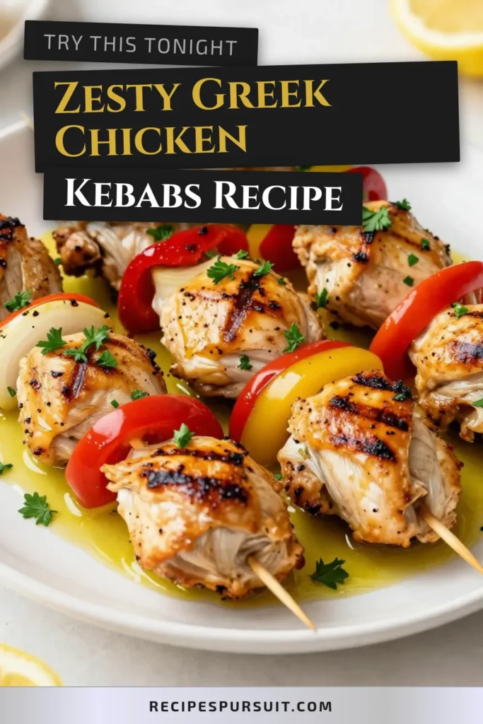 Delight your taste buds with these Greek lemon chicken kebabs! This easy chicken kebab recipe combines juicy marinated chicken, vibrant bell peppers, and aromatic herbs. Perfect for backyard grilling, these lemon chicken skewers are a must-try Mediterranean chicken recipe. Enjoy them with pita or a fresh Greek salad. Ready to elevate your meal? Pin this delicious grilled chicken kebabs recipe now! #GreekRecipes #Grilling #ChickenKebabs #MediterraneanFood