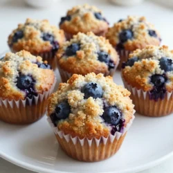 - 1 &frac12; cups all-purpose flour - &frac12; cup granulated sugar - &frac12; cup brown sugar, packed - 1 teaspoon baking powder - &frac12; teaspoon baking soda - &frac14; teaspoon salt - &frac12; cup unsalted butter, melted and cooled - 1 large egg - &frac12; cup buttermilk (or plain yogurt) - 1 teaspoon vanilla extract - 1 cup fresh blueberries - Streusel Topping Ingredients: - ⅓ cup all-purpose flour - &frac14; cup rolled oats - &frac14; cup brown sugar, packed - &frac12; teaspoon cinnamon - 3 tablespoons unsalted butter, cold and cubed When making blueberry streusel muffins, start with these key ingredients. The dry ingredients provide the base. They include flour, sugar, baking powder, baking soda, and salt. Each plays a big role in the muffin's texture and taste. Next, we have the wet ingredients. Melted butter adds moisture. The egg binds everything together. Buttermilk or yogurt gives a nice tang. Vanilla extract adds warmth and depth. For the fresh ingredients, I love using fresh blueberries. They burst with flavor and add sweetness. The streusel topping is fun to make! It combines flour, oats, brown sugar, and cinnamon. Cold butter brings it all together into a crumbly mix. Using these ingredients, you will create delicious, moist muffins. Each bite will be filled with blueberries and topped with a crunchy streusel. Enjoy the process, and get ready for a treat! {{ingredient_image_1}} First, preheat your oven to 375&deg;F (190&deg;C). This step gets the oven hot, making your muffins rise well. Next, line a muffin tin with paper liners. You can also spray it with non-stick cooking spray. In a large bowl, whisk together the dry ingredients. Combine 1 &frac12; cups of flour, &frac12; cup of granulated sugar, &frac12; cup of brown sugar, 1 teaspoon of baking powder, &frac12; teaspoon of baking soda, and &frac14; teaspoon of salt. Mix these well until they blend nicely. Now, take another bowl to mix the wet ingredients. Pour in &frac12; cup of melted butter, add 1 large egg, &frac12; cup of buttermilk, and 1 teaspoon of vanilla extract. Stir these until they become smooth and creamy. Next, pour the wet mixture into the dry ingredients. Gently fold the wet into the dry. Be sure to mix carefully so you don&rsquo;t overmix. Overmixing makes the muffins tough. Now, gently fold in 1 cup of fresh blueberries. This adds a burst of flavor and color to your muffins. Make sure the blueberries are evenly spread throughout the batter. In a small bowl, mix the ingredients for the streusel topping. Combine ⅓ cup of flour, &frac14; cup of rolled oats, &frac14; cup of brown sugar, and &frac12; teaspoon of cinnamon. Then, add 3 tablespoons of cold, cubed butter. Use your fingers to mix until it looks crumbly. Sprinkle this topping generously over the muffin batter in each cup. This gives your muffins a crunchy and sweet finish. Now, it&rsquo;s time to bake! Place the muffin tin in the preheated oven. Bake your muffins for 18 to 22 minutes. To check if they are done, insert a toothpick into the center of a muffin. If it comes out clean, they are ready. Once baked, let the muffins cool in the pan for 5 minutes. After that, transfer them to a wire rack to cool completely. This keeps them from getting soggy. Enjoy your delightful blueberry streusel muffins! To make the best blueberry streusel muffins, avoid overmixing. Overmixing makes the muffins tough. Mix just until the dry and wet ingredients come together. This keeps them soft and fluffy. Even distribution of blueberries is key. If they clump, some muffins get none. Gently fold them in after mixing the batter. This way, every muffin gets a burst of blueberry goodness. You can use frozen blueberries if fresh ones aren't available. They work well in the batter. Just toss them in a bit of flour before adding. This helps them stay whole while baking. If you don&rsquo;t have buttermilk, don&rsquo;t worry! You can use plain yogurt instead. Mix it with a bit of water to get the right consistency. This also keeps your muffins moist. Choose a sturdy muffin tin for best results. A dark non-stick tin helps muffins bake evenly. If you prefer, use a silicone muffin pan. These make it easy to pop out the muffins without sticking. For measuring, use dry and liquid measuring cups. A whisk is great for mixing dry ingredients. You&rsquo;ll also need a rubber spatula to fold in the blueberries gently. These tools make the process smooth and simple. Pro Tips Use Fresh Blueberries: Fresh blueberries provide the best flavor and texture. If using frozen, don't thaw them to avoid excess moisture in the batter. Don&rsquo;t Overmix: When combining wet and dry ingredients, mix until just combined to keep the muffins light and fluffy. Overmixing can lead to tough muffins. Chill the Butter: For the streusel topping, make sure the butter is cold. This helps create a crumbly texture that adds a delightful crunch to the muffins. Check for Doneness: To ensure your muffins are perfectly baked, insert a toothpick into the center. It should come out clean or with a few moist crumbs, but no wet batter. {{image_2}} You can make these muffins even better. Try adding lemon zest for a fresh twist. The zest brightens the flavor and brings a nice zing. You can also add nuts, like walnuts or pecans, for crunch. Nuts add texture and a bit of richness. If you want a healthier muffin, consider using whole wheat flour. This swap gives more fiber and nutrients. You can also reduce the sugar in the recipe. Cutting back on sugar makes the muffins a bit less sweet but still tasty. These muffins are great with different fruits. You can substitute blueberries with seasonal fruits like raspberries or peaches. This makes the recipe fun and fresh. For a holiday theme, try adding spices like nutmeg or cinnamon with cranberries. This change gives a festive flavor. To keep your muffins fresh at room temperature, follow these tips: - Let them cool completely. - Store muffins in an airtight container. - Place a piece of bread in the container. This keeps them moist. - Enjoy within three days for the best taste. Freezing muffins is a great way to save them for later. Here&rsquo;s how: - Wrap each muffin tightly in plastic wrap. - Place them in a zip-top freezer bag. - Label the bag with the date. They last up to three months. For thawing frozen muffins, do this: - Take a muffin out of the freezer. - Leave it at room temperature for about one hour. - You can also thaw them in the microwave for 15-20 seconds. To reheat muffins for optimal taste, use these methods: - Preheat your oven to 350&deg;F (175&deg;C). - Place muffins on a baking sheet. - Heat for about 5-10 minutes. - You can also use a microwave for 10-15 seconds. This keeps them soft. Yes, you can make these muffins ahead of time. After baking, let them cool completely. Store them in an airtight container at room temperature. They stay fresh for about two days. For longer storage, freeze the muffins. Wrap each muffin in plastic wrap, then place them in a freezer bag. They last for up to three months in the freezer. When you're ready to eat them, thaw them overnight in the fridge. You can also warm them in the microwave for a quick treat. If you don't have buttermilk, there are easy substitutes. Use plain yogurt or milk with lemon juice. Here are some options: - Plain Yogurt: Use the same amount as buttermilk. - Milk + Lemon Juice: Mix &frac12; cup of milk with 1 &frac12; teaspoons of lemon juice. Let it sit for five minutes. - Milk + Vinegar: Mix &frac12; cup of milk with 1 &frac12; teaspoons of vinegar. Let it sit for five minutes. These substitutes work well and keep your muffins moist. You can tell if the muffins are done with the toothpick test. Insert a toothpick into the center of a muffin. If it comes out clean, the muffins are ready. If it has batter on it, bake for a few more minutes. Look for a golden-brown top. The edges may pull away slightly from the pan, which is another sign they are done. You now know how to make delicious blueberry muffins. We covered the key ingredients, step-by-step instructions, and helpful tips. You can experiment with variations and find the best storage methods. Remember to avoid overmixing and enjoy the fruits of your labor. These muffins are perfect for any occasion. Get creative with flavors and share them with loved ones. Baking is fun and rewarding. Enjoy your tasty treats!