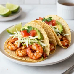To make Spicy Cajun Shrimp Tacos, you need fresh and tasty ingredients. Here is the list: - 1 pound large shrimp, peeled and deveined - 2 tablespoons Cajun seasoning - 1 tablespoon olive oil - 1 teaspoon garlic powder - 1 teaspoon onion powder - 1/2 teaspoon smoked paprika - Salt and pepper to taste - 6 small corn tortillas - 1 cup shredded cabbage - 1/2 cup diced tomatoes - 1/4 cup sliced red onion - 1 avocado, sliced - Fresh cilantro for garnish - Lime wedges for serving Each ingredient plays a key role in the flavor. The shrimp give a lovely seafood taste. Cajun seasoning adds a nice kick. Olive oil helps cook the shrimp without sticking. Garlic and onion powders offer depth. Smoked paprika brings a slight smokiness. Tortillas hold all the yummy fillings. Cabbage gives a nice crunch. Diced tomatoes and red onion add freshness. The avocado brings creaminess. Cilantro adds brightness. Lastly, lime juice brings all the flavors together. Enjoy this delicious mix! {{ingredient_image_1}} - In a large bowl, combine 1 pound of shrimp, 2 tablespoons of Cajun seasoning, and 1 tablespoon of olive oil. - Add 1 teaspoon of garlic powder, 1 teaspoon of onion powder, and 1/2 teaspoon of smoked paprika. - Sprinkle in salt and pepper to taste. Toss until the shrimp are coated evenly with the spices. - Heat a skillet over medium-high heat. - Add the shrimp in a single layer. Cook for 2 to 3 minutes on each side. The shrimp will turn pink and slightly charred. - While the shrimp cooks, warm 6 small corn tortillas in a separate skillet. - Heat them for about 30 seconds on each side until they are soft and pliable. - Once the shrimp is cooked, remove it from the skillet and let it rest for a minute. - To assemble the tacos, place a handful of shredded cabbage on each tortilla. - Add a few shrimp on top, then layer with 1/2 cup of diced tomatoes, 1/4 cup of sliced red onion, and slices of avocado. - Garnish with fresh cilantro. - Serve with lime wedges on the side for squeezing over the tacos. To ensure shrimp are perfectly cooked, pay close attention to the color. Shrimp should turn pink and opaque. This usually takes about 2-3 minutes on each side. Avoid overcooking, as this can make them tough. Achieving the right char is key for flavor. Use a hot skillet and add shrimp in a single layer. This helps them get that nice, crispy edge. Don't crowd the pan. If needed, cook in batches. To modify Cajun seasoning, start with less than the recipe calls for. You can always add more later. If you want a milder taco, mix in some extra garlic powder or onion powder. This will balance the heat. If you crave more heat, try adding cayenne pepper or hot sauce. Mix these into the shrimp before cooking for a spicy kick. Just remember, taste as you go! For the best ways to serve tacos, stack them neatly on a plate. Use colorful toppings to make them pop. A mix of shredded cabbage, tomatoes, and avocado looks great. Garnishes that enhance flavor include fresh cilantro and lime wedges. The lime adds brightness. Squeeze it over the tacos right before eating for extra zing. Pro Tips Marinate for More Flavor: Let the shrimp marinate in the Cajun seasoning for at least 30 minutes before cooking. This enhances the flavor and ensures the spices penetrate the shrimp more effectively. Perfectly Warm Tortillas: To keep your tortillas warm and pliable, wrap them in a clean kitchen towel immediately after heating. This will prevent them from drying out. Customize Your Toppings: Feel free to add or substitute toppings like diced jalape&ntilde;os, sour cream, or a spicy aioli for an extra kick! Freshness is Key: Use fresh, high-quality shrimp for the best flavor and texture. Check for a firm texture and a mild ocean scent when selecting your shrimp. {{image_2}} You can swap out shrimp for different proteins. Chicken or fish can work well here. Tofu is a great vegetarian option. It soaks up flavor and adds a nice texture. Salsas and sauces can elevate your tacos. Try a zesty mango salsa or a creamy avocado sauce. Both add new layers of flavor. You can also play around with toppings. Fresh jalape&ntilde;os give heat, while sour cream adds creaminess. Pair your tacos with side dishes for a full meal. Rice and beans are classic choices. A fresh salad or corn on the cob also complements the flavors. For drinks, a cold beer or a fruity mocktail works great. They balance the spice and enhance the dining experience. To keep your shrimp tacos fresh, store them in the fridge. Place the shrimp and toppings in separate airtight containers. This helps prevent the tortillas from getting soggy. Leftover shrimp can last up to three days in the fridge. Always check for any off smells before eating. You can freeze the shrimp and some toppings. For freezing, let the shrimp cool completely. Place them in a freezer-safe bag and remove as much air as possible. You can also freeze diced tomatoes and sliced onions. However, avoid freezing the tortillas and cabbage, as they do not thaw well. When you&rsquo;re ready to enjoy leftovers, reheat the shrimp in a skillet. Heat them on medium until warmed through. This keeps them juicy. Warm the tortillas in a dry skillet for about 30 seconds. This will make them soft and pliable again. Serve with fresh toppings for the best taste. Can I make shrimp tacos ahead of time? Yes, you can prep the shrimp and toppings in advance. Store them in the fridge. Cook the shrimp just before serving for the best taste. What can I use instead of corn tortillas? You can use flour tortillas or lettuce wraps. Both options work well and add a nice twist. How do I know when shrimp are cooked? Shrimp cook fast. They turn pink and curl up when done. They should be firm but not rubbery. What is the best Cajun seasoning? The best Cajun seasoning is a mix of spices that suit your taste. Look for blends with paprika, garlic powder, and cayenne. You can also make your own. Can I substitute shrimp for chicken? Yes, you can use chicken instead of shrimp. Just cut it into small pieces and adjust the cooking time. Cook until the chicken is no longer pink. What sides go well with shrimp tacos? Pair shrimp tacos with black beans or a fresh salad. Rice also makes a great side dish. Can I make these tacos spicy? Yes, you can make these tacos spicy! Add more Cajun seasoning or include jalape&ntilde;os for a heat boost. You can also serve hot sauce on the side. This blog post covered shrimp tacos from start to finish. We listed the ingredients, detailed preparation steps, and shared helpful cooking tips. You learned how to customize the flavors and make variations. Remember, you can swap ingredients to fit your taste. Don't forget to store leftovers properly to enjoy later. Making shrimp tacos is simple and fun. Now, gather your ingredients and get cooking. Enjoy your meal!