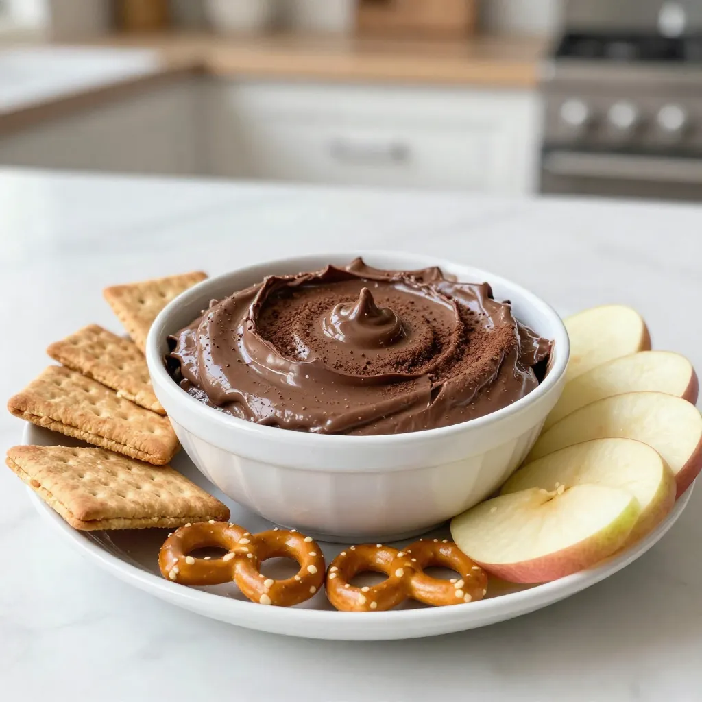 For this delicious Chocolate Peanut Butter Cheesecake Dip, you will need: - 8 oz cream cheese, softened - 1 cup creamy peanut butter - 1 cup powdered sugar - 1/2 cup heavy cream - 1/4 cup cocoa powder - 1 teaspoon vanilla extract - Pinch of salt - Graham crackers, pretzels, and apple slices for dipping Each ingredient plays a key role in making this dip rich and creamy. The cream cheese gives it a smooth base, while the peanut butter adds a nutty flavor. Powdered sugar brings sweetness, and cocoa powder adds that rich chocolate taste. Heavy cream makes it light and fluffy. If you need to make swaps, you have options. You can use: - Neufchâtel cheese instead of cream cheese for a lighter dip. - Natural peanut butter if you prefer no added sugar or oils. - Coconut cream instead of heavy cream for a dairy-free option. - Maple syrup in place of powdered sugar for a natural sweetener. These substitutions will change the taste and texture, but they can still work well. When picking your ingredients, look for fresh and high-quality options. Here are some tips: - Choose full-fat cream cheese for a rich taste. - Select a smooth peanut butter with no added sugar for the best flavor. - Use pure vanilla extract for a stronger, natural flavor. - Pick unsweetened cocoa powder for deep chocolate notes. Quality ingredients make a big difference in flavor, so don't skimp! {{ingredient_image_1}} To start, gather all your ingredients. You will need: - 8 oz cream cheese, softened - 1 cup creamy peanut butter - 1 cup powdered sugar - 1/2 cup heavy cream - 1/4 cup cocoa powder - 1 teaspoon vanilla extract - Pinch of salt - Graham crackers, pretzels, and apple slices for dipping First, beat the softened cream cheese in a mixing bowl. Use an electric mixer for the best results. Mix until it turns smooth and creamy. Next, add the creamy peanut butter. Keep mixing until well combined. This step makes your base rich and tasty. Now, it’s time to add the sweet stuff! Gradually sift in the powdered sugar and cocoa powder. Mix well to remove any lumps. This ensures your dip is smooth and creamy. In a different bowl, whip the heavy cream until stiff peaks form. This step adds lightness to your dip. Gently fold the whipped cream into the peanut butter mixture. Be careful not to deflate the whipped cream. This keeps your dip airy. Stir in the vanilla extract and a pinch of salt. Mix until everything is blended smoothly. This brings out the flavors. Now, transfer your dip to a serving bowl. Chill it in the refrigerator for at least 30 minutes. This waiting time helps the flavors meld together. When ready to serve, you can add a drizzle of melted chocolate or a sprinkle of cocoa powder on top. Arrange the graham crackers, pretzels, and apple slices around the dip for a fun and tasty display. Enjoy your delicious creation! To get that creamy and fluffy dip, start with softened cream cheese. Beat it well until it is smooth. When you add peanut butter, mix until it’s fully blended. Gradually add the powdered sugar and cocoa powder. This helps avoid lumps. The key is to fold in the whipped cream gently. This keeps it light and airy. If you mix too hard, you can lose that nice texture. One common mistake is not softening the cream cheese. Cold cream cheese will make it hard to mix well. Another mistake is overmixing after adding whipped cream. This can lead to a runny dip. Make sure you chill the dip for at least 30 minutes. This allows the flavors to blend nicely. Also, avoid forgetting the pinch of salt; it enhances the taste. For a great presentation, use a fun bowl for the dip. Drizzle melted chocolate on top for extra flair. You can also sprinkle cocoa powder to make it pop. Surround the dip with graham crackers, pretzels, and apple slices. This makes it easy for guests to dip in. Keep the dip chilled until serving. This ensures it stays fresh and delicious. Pro Tips Use Room Temperature Ingredients: Allow the cream cheese and peanut butter to sit at room temperature for about 30 minutes before mixing. This ensures a smoother texture and easier blending. Adjust Sweetness to Taste: If you prefer a less sweet dip, feel free to reduce the amount of powdered sugar. Taste the mixture before folding in the whipped cream to get your desired sweetness. Try Different Dippers: Experiment with various dippers such as banana slices, marshmallows, or rice cakes for a unique twist on serving this dip. Chill for Best Flavor: Allow the dip to chill for at least 30 minutes in the refrigerator before serving. This resting time helps the flavors to meld beautifully. {{image_2}} You can make this dip even better with fun flavors. Adding Nutella gives a rich hazelnut twist. Just mix in about 1/2 cup when you add the peanut butter. You can also fold in chocolate chips for extra texture. Mini chocolate chips work great, but you can use any size. Try dark or milk chocolate to match your taste! Want a vegan version? Swap the cream cheese for a vegan cream cheese. Use almond or coconut cream instead of heavy cream. For sweetening, try maple syrup or coconut sugar. Just make sure to pick a peanut butter that is vegan-friendly. This way, everyone can enjoy this tasty dip! Graham crackers are classic, but don’t stop there! Pretzels add a nice salty crunch. Apple slices bring a fresh bite that balances the rich dip. You can even try cookies like Oreos or vanilla wafers. For a fun twist, use rice cakes or banana slices. Each option offers a unique taste that pairs well with the dip! To keep your Chocolate Peanut Butter Cheesecake Dip fresh, use an airtight container. Make sure it seals well. This will help keep out air and moisture, which can spoil the dip. Store it in the fridge right after serving. If there are any leftovers, do not leave them out at room temperature. This dip can last up to five days in the fridge. After that, the texture and taste may change. Check for any off smells or changes in color before eating. If it looks or smells strange, it’s best to throw it away. You can freeze this dip for up to three months. To freeze, scoop it into a freezer-safe container. Leave space at the top, as it may expand. When you want to eat it, thaw it in the fridge overnight. Stir it well before serving again. The texture may change slightly, but it will still taste great! Yes, you can make this dip a day ahead. It will taste even better as the flavors blend. Just prepare it and store it in an airtight container in the fridge. Make sure to cover it well to keep it fresh. If your dip is too runny, you can add more cocoa powder or powdered sugar. Start with a tablespoon of each and mix well. This will help firm up the dip without changing the flavor. Remember to mix gently to keep it light and fluffy. You have many delicious options for dipping! Here are some tasty ideas: - Graham crackers - Pretzels - Apple slices - Strawberries - Vanilla wafers These pair well and add fun textures and flavors to your treat. Enjoy mixing and matching! This guide covered key ingredients, clear steps, and helpful tips for your dip. I shared smart ways to substitute and choose quality items. You learned techniques for perfecting texture and avoiding common pitfalls. Explore tasty variations, from Nutella to vegan options. Plus, I outlined how to store your dip for the best freshness. Keep these tips in mind to create delightful treats that impress everyone. Enjoy crafting this delicious Chocolate Peanut Butter Cheesecake Dip!