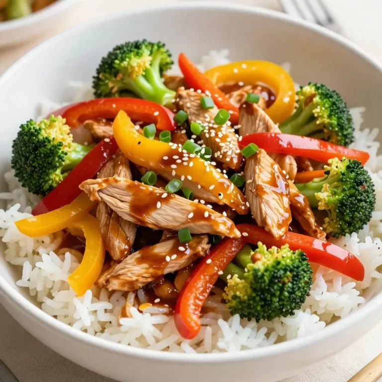 - 2 boneless, skinless chicken breasts, sliced thinly - 2 tablespoons teriyaki sauce - 1 tablespoon sesame oil - 1 red bell pepper, sliced into strips - 1 yellow bell pepper, sliced into strips - 1 cup broccoli florets - 1 carrot, julienned - 2 cloves garlic, minced - 1 teaspoon fresh ginger, grated - 2 green onions, chopped - 1 tablespoon sesame seeds For a flavorful Teriyaki Chicken Stir Fry, the main ingredients are key. You'll need chicken, fresh veggies, and a tasty marinade. Chicken breasts work best because they cook quickly and stay juicy. The teriyaki sauce gives your dish its sweet and savory taste. Sesame oil adds a lovely nutty flavor that enhances the overall dish. The veggies bring color and crunch. Red and yellow bell peppers add sweetness and vibrancy. Broccoli florets provide a nice texture, while the carrot adds a touch of earthiness. Garlic and ginger bring warmth and depth, making every bite delightful. Green onions and sesame seeds finish it off, offering a fresh flavor and a nice crunch. - Cooked rice or noodles for serving - Additional garnishes You can serve your stir fry over cooked rice or noodles. This makes it a hearty meal. For garnishes, add a sprinkle of sesame seeds or sliced green onions to boost flavor and look. These extras can make your dish pop! You can also try different veggies or proteins based on what you have. This dish is flexible and fun to customize. {{ingredient_image_1}} First, take your sliced chicken and put it in a medium bowl. Add the teriyaki sauce to the chicken. Mix well so every piece gets coated. Let the chicken marinate for at least 15 minutes. This step adds great flavor and makes the meat juicy. Next, heat the sesame oil in a large skillet or wok over medium-high heat. Once the oil is hot, add the marinated chicken. Stir it often for about 5 to 7 minutes. You want the chicken to be fully cooked and lightly caramelized. Check that it reaches an internal temperature of 165°F for safety. Now, it’s time to add some flavor! Add the minced garlic and grated ginger to the pan. Sauté them for about 30 seconds until you smell the aroma. Then, toss in the sliced bell peppers, broccoli florets, and julienned carrot. Stir-fry these for 4 to 5 minutes. You want the veggies to be tender but still crisp. This gives your stir fry a nice texture and bright colors. To make a great teriyaki chicken stir fry, focus on cooking techniques. Start by marinating the chicken. This step adds flavor. Use teriyaki sauce, which is sweet and savory. Let the chicken marinate for at least 15 minutes. This helps the sauce soak in well. When cooking, heat sesame oil in a skillet or wok. A hot pan ensures the chicken cooks fast. Stir-fry the chicken for about 5-7 minutes. Look for a golden color. This shows the chicken is cooked through. Add garlic and ginger next. These ingredients bring depth to your dish. Sauté them for about 30 seconds. This quick step releases their aroma. Now, toss in the vegetables. Bell peppers, broccoli, and carrots add color and crunch. Stir-fry them for 4-5 minutes. You want them tender-crisp, not mushy. This keeps the dish fresh and vibrant. Pair your teriyaki chicken stir fry with sides for a full meal. Cooked rice or noodles work great. They soak up the sauce well. You can also add a simple salad for some greens. For presentation, serve the stir fry in a large bowl or individual plates. Garnish with sesame seeds and green onions. This adds a pop of color and makes the dish look appealing. A beautiful plate makes the meal more enjoyable. Pro Tips Marinate for Flavor: Allow the chicken to marinate for at least 30 minutes instead of 15 for a deeper flavor infusion. Vegetable Variety: Feel free to add other vegetables like snap peas or zucchini to enhance the stir fry. Control the Heat: Adjust the heat level by adding red pepper flakes or sriracha for a spicy kick. Perfectly Cooked Veggies: Stir-fry vegetables in batches to maintain their vibrant colors and crisp textures. {{image_2}} You can swap chicken for beef or tofu. Beef gives a rich flavor. Use thin strips for quick cooking. If you choose tofu, press it first to remove water. Cut it into cubes and cook until golden. Cooking times will differ. Beef needs about 6-8 minutes. Tofu takes around 5-7 minutes. Always ensure your protein is cooked fully. Feel free to use seasonal or favorite veggies. Zucchini, snap peas, or mushrooms work great. Broccoli and bell peppers add color and crunch. Carrots bring sweetness. Use what you have on hand. Just keep the cooking time in mind. Tender-crisp is the goal, so watch those veggies carefully! You can use homemade or store-bought teriyaki sauce. Homemade is simple and fresh. Just mix soy sauce, sugar, and mirin. Add ginger and garlic for extra flavor. If you like spice, try adding chili flakes. Want more sweetness? Add a bit of honey. Adjust the sauce to your taste! To keep your teriyaki chicken stir fry fresh, store leftovers right away. Place the stir fry in a container with a tight lid. You can use glass or plastic containers. Make sure it cools to room temperature before sealing. This helps prevent moisture build-up. It’s best to eat leftovers within three days. Label your container with the date. This way, you’ll know when to use it. If you want to store it longer, freeze it for up to three months. When reheating stir fry, use a skillet or a microwave. The skillet method gives the best taste. Heat it on medium. Add a splash of water or broth to keep it moist. Stir often so it heats evenly. If you use a microwave, cover the dish with a damp paper towel. This keeps it from drying out. Heat in short bursts. Check and stir every minute. Avoid overcooking, as this makes it soggy. Enjoy your tasty meal again! You can serve your teriyaki chicken stir fry with a few tasty sides. Here are some ideas: - Steamed white rice - Brown rice for a healthier option - Noodles, such as soba or udon - A fresh green salad with a light dressing - Edamame pods for a fun snack These sides add flavor and texture to your meal. They also help balance out the rich taste of the stir fry. Yes, you can easily make teriyaki chicken stir fry gluten-free. Here are some options: - Use gluten-free teriyaki sauce, which is widely available. - Choose gluten-free soy sauce or tamari for a similar flavor. - Check that your rice or noodles are gluten-free. These swaps ensure you enjoy this dish without gluten. It will still taste delicious and satisfying. You can store leftovers of teriyaki chicken stir fry in the fridge. Here are the storage tips: - Keep it in an airtight container. - It will stay fresh for about 3 to 4 days. For longer storage, you can freeze it. Just make sure to use a freezer-safe container. When ready to eat, thaw it in the fridge overnight before reheating. In this article, we covered key ingredients for teriyaki chicken stir fry and how to prepare it step-by-step. We explored tips for perfecting your dish, variations for protein and veggies, and storage advice. With these methods, you can create a delicious meal that fits your taste. Enjoy experimenting with flavors and ingredients. Cook smart, store well, and savor each bite!