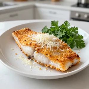 To make Parmesan Crusted Tilapia, gather these ingredients: - 4 tilapia fillets - 1 cup grated Parmesan cheese - 1 cup panko breadcrumbs - 1 tablespoon garlic powder - 1 teaspoon dried oregano - 1 teaspoon onion powder - Salt and pepper to taste - 2 tablespoons fresh parsley, chopped (for garnish) - 2 tablespoons olive oil - 1 tablespoon lemon juice You can swap some ingredients if needed. Here are a few ideas: - Use any white fish instead of tilapia, like cod or haddock. - Substitute regular breadcrumbs for panko if you don&rsquo;t have any. - Try nutritional yeast as a dairy-free option for Parmesan. - Fresh herbs can replace dried ones for a brighter taste. Choosing fresh tilapia makes a big difference. Here are some tips: - Look for fillets with a bright color, usually pinkish or white. - The fish should smell clean and fresh, not fishy. - Check for firmness; fresh tilapia should feel firm to the touch. - If buying whole fish, eyes should be clear, not cloudy. These simple steps can help you pick the best tilapia for your dish. Happy cooking! {{ingredient_image_1}} First, let's prepare the ingredients. You need four fresh tilapia fillets. Rinse them under cold water, then pat them dry with a paper towel. This step is key for getting a nice crust later. Next, grab a medium bowl. In it, mix one cup of grated Parmesan cheese with one cup of panko breadcrumbs. Add one tablespoon of garlic powder, one teaspoon of dried oregano, and one teaspoon of onion powder. Finally, season with salt and pepper to taste. Drizzle two tablespoons of olive oil and one tablespoon of lemon juice over the breadcrumb mix. Stir until everything is well coated. This mixture adds flavor and crunch to the fish. Now it&rsquo;s time to bake. Preheat your oven to 400&deg;F (200&deg;C). Line a baking tray with parchment paper. This helps with easy cleanup and prevents sticking. Place the tilapia fillets on the baking tray. Season both sides with salt and pepper for extra flavor. Spread the Parmesan breadcrumb mixture evenly over each fillet. Press down gently to help it stick. Bake the fish in the preheated oven for 12 to 15 minutes. The tilapia is done when it turns opaque and flakes easily with a fork. The breadcrumbs should also look golden and crispy. To ensure your tilapia turns out great, follow these tips. Make sure the oven is fully preheated before baking. This helps cook the fish evenly. Don&rsquo;t overcrowd the baking tray. Give each fillet some space for hot air to circulate. If you want an extra crispy crust, broil the tilapia for the last two minutes. Just watch it closely to avoid burning. Lastly, let the fish rest for a few minutes after baking. This helps the juices settle, making each bite delicious. Enjoy your meal! To get that perfect crispy topping on your Parmesan crusted tilapia, follow these tips: - Use Panko Breadcrumbs: These breadcrumbs are lighter and create a crunchier crust than regular ones. - Add Olive Oil: Drizzle enough olive oil into your breadcrumb mix. This helps them crisp up nicely. - Press Topping Firmly: When you spread the cheese and breadcrumb mix on the fish, press it down. This helps it stick better and stay crispy while baking. Making tilapia can be simple, but watch out for these common mistakes: - Skipping the Drying Step: Always dry the tilapia fillets with a paper towel. This helps the topping stick and prevents sogginess. - Not Preheating the Oven: Preheat your oven fully to 400&deg;F. A hot oven cooks the fish evenly and gives a nice crust. - Overcrowding the Baking Tray: Space out the fillets on the tray. If they touch, they can steam instead of bake, ruining the crisp. Pair your Parmesan crusted tilapia with these tasty sides: - Fresh Salad: A light green salad with lemon vinaigrette complements the rich flavors of the fish. - Roasted Vegetables: Try roasted broccoli or asparagus. Their crunch adds to the meal's texture. - Rice or Quinoa: These grains soak up flavors. A lemon or herb-infused rice works well here. Enjoy your meal with these tips! Pro Tips Use Fresh Ingredients: Always opt for fresh tilapia and high-quality Parmesan cheese for the best flavor and texture. Experiment with Seasonings: Feel free to add your favorite herbs and spices to the breadcrumb mixture for a personal touch. Don't Skip the Resting Time: Let the tilapia rest for a few minutes after baking to allow the juices to redistribute for a moister fillet. Serve with a Side: Pair this dish with a fresh salad or steamed vegetables to create a balanced meal. {{image_2}} You can swap out some ingredients for fun flavors. Try using different cheeses like cheddar or feta. These will add a new taste. Instead of panko, use crushed crackers for a different crunch. You can also add some spices like paprika for heat. This will make your dish more exciting. You can cook Parmesan crusted tilapia in an air fryer. Set it to 375&deg;F (190&deg;C). Cook for about 8-10 minutes. The fish will be crispy and tender. Grilling is another great option. Place the fillets on the grill for 4-5 minutes per side. This adds a smoky flavor that many people enjoy. Change the flavor by adding herbs. Fresh basil or cilantro can brighten the dish. You can also try citrus zest for a fresh taste. Lime or orange zest gives a nice twist. If you like heat, add some chili flakes to the breadcrumb mix. This will spice things up and add depth. Store leftover Parmesan crusted tilapia in an airtight container. This keeps it fresh. Place it in the fridge within two hours of cooking. It will stay good for up to three days. To reheat, avoid using the microwave. This can make the fish soggy. Instead, use the oven to keep it crispy. You can freeze Parmesan crusted tilapia for longer storage. Wrap each fillet in plastic wrap. Then, place them in a freezer bag. Squeeze out as much air as you can. This helps prevent freezer burn. It will stay good for about three months. When you want to eat it, thaw it in the fridge overnight. To reheat, preheat your oven to 350&deg;F (175&deg;C). Place the tilapia on a baking sheet. Cover it loosely with foil to keep it moist. Heat for about 10-15 minutes. Check to make sure it's hot all the way through. This method keeps the crust crunchy and the fish tender. Enjoy your delicious meal again! Yes, you can use other fish like cod, haddock, or flounder. These fish have a mild taste, just like tilapia. They also cook well with the Parmesan crust. Choose a fish that is firm and has a similar thickness to tilapia for best results. Tilapia is done when it flakes easily with a fork. The fish should turn from translucent to opaque. You can also check the internal temperature. It should reach 145&deg;F (63&deg;C). This ensures it is safe to eat and cooked through. Many sides pair nicely with this dish. Here are some great options: - Steamed broccoli - Garlic mashed potatoes - Quinoa salad - Roasted asparagus - Mixed green salad These sides add color and balance to your meal. They also bring different flavors that match the fish well. In this post, we covered how to make delicious Parmesan crusted tilapia. We explored required ingredients, tasty substitutions, and tips for choosing fresh fish. You learned step-by-step instructions for preparation and baking, plus methods for a crispy topping. We shared variations, storage tips, and answers to common questions. Remember, cooking should be fun and simple. Experiment with flavors and enjoy your meals! Making tilapia can be easy with these tips. Happy cooking!