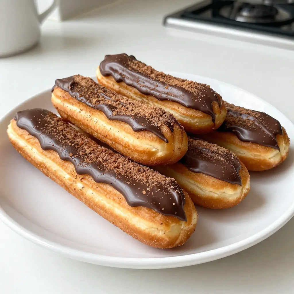 To make chocolate drizzled churro donuts, you will need some simple ingredients. Here’s the list: - 1 cup all-purpose flour - 1/2 cup granulated sugar - 1/4 cup unsweetened cocoa powder - 2 teaspoons baking powder - 1/2 teaspoon salt - 1/2 teaspoon cinnamon - 1/4 cup unsalted butter, melted - 1/2 cup milk - 1 large egg - 1 teaspoon vanilla extract - 1/4 cup sugar (for coating) - 1 tablespoon ground cinnamon (for coating) - 1/2 cup semi-sweet chocolate chips (for drizzling) - 1 tablespoon coconut oil or vegetable oil (for chocolate drizzle) Gather these ingredients to create a delightful treat. Each one adds flavor and texture. The all-purpose flour provides the base, while cocoa powder gives a rich taste. Butter and milk add moisture. The chocolate drizzle at the end makes them truly special! {{ingredient_image_1}} 1. Preheat the oven to 350°F (175°C). This ensures your donuts bake evenly. 2. Grease the donut pan to prevent sticking. Use cooking spray or oil. 3. In a large bowl, whisk together these dry ingredients: - 1 cup all-purpose flour - 1/2 cup granulated sugar - 1/4 cup unsweetened cocoa powder - 2 teaspoons baking powder - 1/2 teaspoon salt - 1/2 teaspoon cinnamon 4. In another bowl, mix these wet ingredients: - 1/4 cup unsalted butter, melted - 1/2 cup milk - 1 large egg - 1 teaspoon vanilla extract 5. Pour the wet mix into the dry mix. Stir gently until just combined. A few lumps are fine. 1. Spoon or pipe the batter into the donut pan. Fill each cavity about 3/4 full. 2. Bake in the preheated oven for 10-12 minutes. Check with a toothpick; it should come out clean. 3. Let the donuts cool in the pan for 5 minutes. Then, transfer them to a wire rack to cool completely. 1. Prepare the cinnamon-sugar coating. In a small bowl, combine: - 1/4 cup sugar - 1 tablespoon ground cinnamon 2. While the donuts are still warm, toss each in the cinnamon-sugar mixture. This gives them extra flavor. 3. For the chocolate drizzle, melt: - 1/2 cup semi-sweet chocolate chips - 1 tablespoon coconut oil or vegetable oil Melt in a microwave-safe bowl in 30-second intervals. Stir until smooth. 4. Drizzle the melted chocolate over the coated donuts. Use a spoon or piping bag for control. Allow the chocolate to set for a few minutes. - Avoiding overmixing the batter: When mixing the wet and dry ingredients, stir gently. A few lumps are fine. Overmixing can make your donuts tough. - Checking doneness: Insert a toothpick in the center of a donut. If it comes out clean, your donuts are ready. Keep an eye on them; baking takes only 10-12 minutes. - Presentation ideas: Serve your churro donuts on a colorful platter. Drizzle extra chocolate on top for a nice touch. A sprinkle of cinnamon-sugar adds charm. - Best ways to enjoy churro donuts: These donuts taste best warm. Pair them with coffee or milk for a delicious treat. Share them with friends for added joy. - How to store leftover donuts: Place any leftover donuts in an airtight container. They stay fresh for up to two days at room temperature. - Reheating tips for best taste: To reheat, pop them in the microwave for about 10 seconds. This will warm them up without drying them out. Enjoy every bite! Pro Tips Use Room Temperature Ingredients: Make sure your milk and egg are at room temperature for a smoother batter and better rise. Don’t Overmix: Mixing the batter too much can lead to dense donuts. Mix until just combined for a lighter texture. Customize Your Coating: Feel free to experiment with different toppings, such as crushed nuts or sprinkles, for extra flavor and texture. Store Properly: Keep any leftover churro donuts in an airtight container at room temperature for up to two days to maintain their freshness. {{image_2}} You can spice up your churro donuts in fun ways. Try adding nutmeg or cardamom for a unique twist. These spices blend well with cinnamon and add warmth. For chocolate, consider using dark chocolate or white chocolate. Dark chocolate gives a rich taste. White chocolate adds a sweet creaminess. Both options can change the whole vibe of your donuts. If you need gluten-free donuts, use a gluten-free flour blend. This way, everyone can enjoy these treats. Make sure the blend has a good texture for baking. For a vegan version, swap dairy milk with almond or oat milk. Use a flax egg instead of a regular egg. Mix one tablespoon of flaxseed meal with three tablespoons of water. Let it sit for a few minutes to thicken. You can get creative with sugar coatings. For a twist, try using brown sugar instead of white. It adds a nice caramel flavor that pairs well with chocolate. For drizzles, consider using caramel or peanut butter. Both options add richness and a different flavor. You can even mix chocolate and caramel for a decadent topping. If you want fresh churro donuts, check your local bakeries. Look for places that make donuts daily. Ask if they use high-quality ingredients. A good churro donut should be fluffy and coated in cinnamon sugar. The chocolate drizzle should be smooth and rich. Some recommended bakeries to explore include: - Local Donut Shop: Known for their unique flavors. - Artisan Bakery: They focus on fresh, handmade donuts. - Café with a Pastry Chef: Often has special treats like churro donuts. When you visit, check for: - A warm, inviting smell of baked goods. - Freshness; donuts should not be stale. - Variety; they may offer different flavors and toppings. You can also find churro donuts online. Popular online retailers can deliver these sweet treats right to your door. Look for shops that specialize in gourmet donuts. Some well-known online options include: - Gourmet Donuts Co.: Offers a wide range of flavors. - Local Delivery Services: Many local bakeries partner with them for delivery. When ordering online, keep these tips in mind: - Check delivery times to ensure freshness. - Read reviews to find reliable sellers. - Order during the week for quicker delivery. With these tips, you can enjoy chocolate drizzled churro donuts without the hassle! To make chocolate drizzled churro donuts, start by mixing your dry ingredients: flour, sugar, cocoa powder, baking powder, salt, and cinnamon. In another bowl, mix melted butter, milk, egg, and vanilla. Combine both mixtures until just mixed. Fill a greased donut pan and bake at 350°F for 10-12 minutes. After cooling, toss in a cinnamon-sugar mix. Finally, drizzle melted chocolate on top. Yes, you can bake churro donuts without a donut pan. Use a muffin tin instead. Just fill each muffin cup about halfway with batter. The muffins won’t have the classic donut shape, but they’ll still taste great! Adjust the baking time to about 15-18 minutes, checking for doneness with a toothpick. The best way to melt chocolate is in a microwave. Place your chocolate chips and coconut oil in a bowl. Heat in 30-second intervals, stirring in between. This way, you avoid burning the chocolate. It should melt smoothly, perfect for drizzling over your donuts. Churro donuts stay fresh for about 2-3 days at room temperature. Keep them in an airtight container to maintain their softness. If you want them to last longer, refrigerate them. However, note that refrigeration can change the texture slightly. Yes, you can freeze churro donuts. Let them cool completely, then wrap each donut in plastic wrap. Place them in a freezer bag or container. They can stay frozen for up to 3 months. To enjoy, thaw them at room temperature or warm them in the oven. You now know how to make delicious chocolate-drizzled churro donuts. We covered the ingredients, step-by-step instructions, and tips for baking, serving, and storing. You learned about variations, including flavors and dietary needs. Lastly, I shared where to find great churro donuts nearby or online. Enjoy your baking adventure! With these simple steps, you can treat yourself and others to a sweet delight. Happy baking!