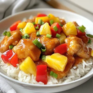 To make a delicious Sweet Hawaiian Chicken Skillet, you'll need the following fresh and vibrant ingredients: - 1 lb boneless, skinless chicken thighs, cut into bite-sized pieces - 1 tablespoon olive oil - 1 red bell pepper, sliced - 1 green bell pepper, sliced - 1 cup pineapple chunks (fresh or canned) - 1/3 cup low-sodium soy sauce - 1/4 cup honey - 2 cloves garlic, minced - 1 teaspoon ginger, grated - 1 tablespoon cornstarch mixed with 2 tablespoons water (optional for thickening) - Salt and pepper to taste - 2 green onions, chopped (for garnish) - Cooked jasmine rice or quinoa (for serving) These ingredients come together to create a balance of sweet and savory flavors. The chicken thighs stay tender and juicy, while the bell peppers and pineapple add a fresh crunch. Honey and soy sauce combine to form a delightful glaze. You can even thicken the sauce with cornstarch if you prefer a richer texture. This dish is simple yet full of flavor, making it a perfect choice for any weeknight dinner. {{ingredient_image_1}} Start by cutting 1 pound of boneless, skinless chicken thighs into bite-sized pieces. This size helps the chicken cook evenly. Heat 1 tablespoon of olive oil in a large skillet over medium-high heat. Once the oil is hot, add the chicken pieces. Season with salt and pepper to taste. Cook the chicken for about 5 to 7 minutes, stirring often, until it is browned and cooked through. Once done, remove the chicken from the skillet and set it aside on a plate. In the same skillet, add sliced red and green bell peppers. You&rsquo;ll need one of each. Cook these for about 3 to 4 minutes, stirring occasionally, until they are slightly tender. Next, add 1 cup of pineapple chunks to the skillet. You can use fresh or canned pineapple. Cook this mixture for an additional 2 minutes. The sweet and tangy flavors will mix beautifully with the peppers. In a small bowl, whisk together 1/3 cup of low-sodium soy sauce, 1/4 cup of honey, 2 cloves of minced garlic, and 1 teaspoon of grated ginger. This sauce adds a wonderful depth of flavor to your dish. Pour this sauce over the cooked peppers and pineapple in the skillet. Stir well to combine everything. Now it&rsquo;s time to bring everything together. Return the cooked chicken to the skillet. Stir the chicken into the pepper and pineapple mixture. If you want a thicker sauce, mix 1 tablespoon of cornstarch with 2 tablespoons of water in a small bowl. Stir this mixture into the skillet. Let it simmer for another 2 to 3 minutes until the sauce thickens. Taste your dish and adjust the seasoning if needed. To serve, spoon the chicken mixture over cooked jasmine rice or quinoa. This adds a nice base to soak up the sauce. Garnish with chopped green onions for a fresh touch. Enjoy your Sweet Hawaiian Chicken Skillet! I recommend using boneless, skinless chicken thighs for this dish. Thighs stay juicy and tender as they cook. You could use chicken breasts, but they might dry out more easily. If you want a fun twist, consider trying chicken tenders too. They cook quickly and are great for a fast weeknight meal. To boost flavor, try marinating the chicken before cooking. A mix of soy sauce, honey, garlic, and ginger works well. Let the chicken sit in the marinade for at least 30 minutes. This adds depth to the dish. Also, adding fresh herbs like cilantro or basil can brighten up the flavors. You can even squeeze some lime juice over the top before serving for a zesty finish. If you want a thicker sauce, use cornstarch. Mix one tablespoon of cornstarch with two tablespoons of water. Stir this into the skillet during the last few minutes of cooking. Let it simmer until it thickens. This gives your dish a nice glossy look. If you don&rsquo;t have cornstarch, you can mash some of the pineapple chunks into the sauce. This adds natural sweetness and thickness. Pro Tips Marinate for More Flavor: For an extra depth of flavor, marinate the chicken in the soy sauce, honey, garlic, and ginger mixture for at least 30 minutes before cooking. Use Fresh Pineapple: If possible, use fresh pineapple instead of canned for a brighter taste and better texture. Fresh pineapple will enhance the sweetness and acidity of the dish. Vegetable Variations: Feel free to add other vegetables like snap peas or broccoli for added nutrition and color. Just adjust the cooking time so they remain crisp. Serve with a Twist: Try serving the Hawaiian chicken with coconut rice instead of plain jasmine rice for a tropical flair that complements the flavors beautifully. {{image_2}} You can switch up the protein in this dish. Instead of chicken, try shrimp or tofu. Both options bring unique flavors and textures. Shrimp cooks quickly, giving a nice bite. Tofu absorbs the sauce well, making it very tasty. For veggies, feel free to get creative. Broccoli or snap peas work great in this dish. They add a nice crunch and color. Just make sure to adjust the cooking time to keep them crisp. When it comes to grains, jasmine rice is a classic choice. However, you can also use brown rice or quinoa. Both options add fiber and nutrients. Quinoa has a nutty flavor that pairs well with the sweet sauce. You could also serve the chicken in wraps or over salads. These options make for a lighter meal. Plus, they are great for lunch the next day. Just pack the chicken mixture separately to keep it fresh. To keep your Sweet Hawaiian Chicken Skillet fresh, let it cool down first. Place it in an airtight container. This helps keep the flavors locked in. You can store it in the fridge for up to 3 days. If you want to keep it longer, consider freezing. Reheating is simple! You can use a microwave or stove. For the microwave, place the chicken in a bowl and cover it. Heat it for about 2-3 minutes. Stir halfway to ensure it warms evenly. If using the stove, heat it in a pan over medium heat. Add a splash of water or soy sauce to keep it moist. To freeze, store the chicken in a freezer-safe container. Make sure to label it with the date. It will last up to 2 months in the freezer. When ready to eat, thaw it overnight in the fridge. Reheat as mentioned above to enjoy its sweet and savory flavors once more. Yes, you can make Sweet Hawaiian Chicken Skillet ahead of time. Cook the chicken and veggies, then store them in an airtight container. This dish tastes great even after a day in the fridge. Just reheat it in a skillet or microwave before serving. This helps save time on busy nights. I love serving Sweet Hawaiian Chicken Skillet over jasmine rice or quinoa. The rice soaks up the sweet sauce well. You can also pair it with a fresh salad or steamed veggies for a lighter meal. If you want something crunchy, try adding a side of crispy wontons. Absolutely! Sweet Hawaiian Chicken Skillet is perfect for meal prep. It stays fresh for a few days in the fridge. Pack it in single-serving containers. This makes it easy to grab and go for lunch or dinner. Just warm it up, and you have a tasty meal ready. Yes, canned pineapple works well in this recipe. It saves time and adds sweetness. Just drain it before using to reduce extra juice. This keeps the dish from getting too watery. Fresh pineapple also tastes great, but canned is a good option if that&rsquo;s what you have. This blog covered an easy recipe for Sweet Hawaiian Chicken Skillet. We detailed the ingredients you'll use, such as chicken thighs and pineapple. You learned step-by-step instructions for cooking and mixing. We shared tips on enhancing flavor and storage info. In the end, this dish is fun and flexible. You can make it yours by changing proteins or grains. Enjoy cooking and experimenting with the recipe!