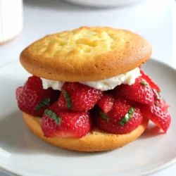 You need two cups of fresh strawberries for this treat. Make sure to hull and slice them. The strawberries bring sweetness and a juicy burst to each bite. They are the star of this dessert! This recipe calls for one tablespoon of fresh basil, finely chopped. Basil adds a unique twist to the classic shortcake. It gives the dish a fresh, herbal note that complements the strawberries well. For the shortcake, gather these items: - 2 cups all-purpose flour - 1 tablespoon baking powder - 1/2 teaspoon salt - 1/4 cup unsalted butter, cold and cubed - 1 cup heavy cream - 1 teaspoon vanilla extract - 1/2 cup mascarpone cheese These ingredients create a tender and flaky shortcake. The butter makes it rich, while the cream adds moisture. Don't forget the vanilla; it gives a lovely flavor to the cake. {{ingredient_image_1}} First, prepare the strawberries. In a medium bowl, add 2 cups of sliced strawberries. Sprinkle in 1/4 cup of granulated sugar and 1 tablespoon of finely chopped basil. Mix gently to coat the strawberries. Let this sit for about 30 minutes. This step draws out the juices and enhances the flavor of the strawberries. You will see them become juicy and fragrant. Next, gather the dry ingredients. In a large bowl, whisk together 2 cups of all-purpose flour, 1 tablespoon of baking powder, and 1/2 teaspoon of salt. Cut in 1/4 cup of cold and cubed unsalted butter. Use your fingers or a pastry cutter to mix until it looks like coarse crumbs. In a separate bowl, mix 1 cup of heavy cream with 1 teaspoon of vanilla extract. Gradually add this to the flour mix. Stir just until combined. Be careful not to overmix the dough. Now, it&rsquo;s time to shape the dough. Turn the dough onto a floured surface. Knead it gently a few times until it comes together. Pat it down into a 1-inch thick rectangle. Use a biscuit cutter to cut out rounds. Place these shortcakes on a baking sheet lined with parchment paper. Preheat your oven to 425&deg;F (220&deg;C). Bake the shortcakes for 12-15 minutes until they turn golden brown. Let them cool for 5 minutes on the baking sheet, then move to a wire rack to cool completely. To put it all together, slice each shortcake in half. Spoon the macerated strawberries onto the bottom half. Add a dollop of 1/2 cup of mascarpone cheese on top of the strawberries. Place the top half of the shortcake over the filling. For a lovely touch, you can garnish with extra strawberries and basil if you wish. Now you&rsquo;re ready to enjoy a delightful summer dessert! When picking strawberries, look for bright red ones. They should feel firm but not hard. Check for a sweet aroma; this tells you they are ripe. Avoid any berries with soft spots or mold. Fresh strawberries make your dessert taste better. To create fluffy shortcakes, keep your butter cold. Cold butter creates steam when baked, which gives your shortcakes height. Do not overmix your dough. Mix just until combined; this keeps the shortcakes tender. Finally, handle the dough gently to avoid compacting it. You can swap heavy cream for coconut cream if you want a dairy-free option. Instead of mascarpone cheese, use cream cheese for a tangy twist. If you don&rsquo;t have fresh basil, try mint for a different flavor. Always adjust sugar based on the sweetness of your strawberries. Pro Tips Use Fresh Ingredients: Always use the freshest strawberries and basil for the best flavor. The quality of your ingredients can significantly affect the overall taste of the shortcake. Chill Your Butter: Make sure your butter is cold when you incorporate it into the flour mixture. This helps to create a flaky texture in your shortcakes. Don&rsquo;t Overmix the Dough: When combining the wet and dry ingredients, mix just until combined. Overmixing can lead to tough shortcakes. Experiment with Flavors: Feel free to add other herbs or citrus zest to the strawberries for a unique twist. Lemon or mint can add a refreshing contrast to the sweetness of the strawberries. {{image_2}} You can make this dessert gluten-free. Use a gluten-free flour blend instead of all-purpose flour. Look for blends that work well in baking. They often have a mix of rice flour, tapioca flour, and potato starch. This keeps the taste and texture light. Follow the same steps from the original recipe, and you&rsquo;ll end up with a tasty treat. If you want to mix it up, try different cream options. You can use whipped coconut cream instead of heavy cream. This adds a nice tropical flavor. Greek yogurt is another great choice. It gives a tangy twist while keeping it rich. Mix it with a bit of honey or maple syrup for added sweetness. Feel free to experiment and find what you love. You can add other fruits to your shortcake for fun flavors. Peaches, blueberries, and raspberries work well with strawberries and basil. Simply slice them and mix them in with the strawberries. This makes the dessert colorful and adds a variety of tastes. You can even create a fruit medley for a unique twist. To make your Strawberry Basil Shortcake shine, focus on color and texture. Start by stacking the shortcake layers high. Use fresh strawberries and basil as a bright garnish. Place the shortcakes on rustic wooden boards or elegant plates. A drizzle of the strawberry juice adds a nice touch. Keep it simple yet beautiful. You want your guests to be excited to dig in! This dessert pairs well with many drinks. For a refreshing touch, serve iced tea or lemonade. A glass of sparkling wine brings a festive vibe. You can also enjoy it with a light, fruity white wine. If you want something non-alcoholic, try a basil-infused soda. The flavors in the drink will match the dessert perfectly! Strawberry Basil Shortcake is great for many occasions. Serve it at summer picnics or backyard barbecues. It&rsquo;s a hit at birthday parties and family gatherings. You can also delight guests at brunch or afternoon tea. This dessert adds a touch of elegance while remaining fun and light. It&rsquo;s perfect for any celebration! Yes, you can make the shortcakes ahead of time. Bake them and let them cool completely. Store them in an airtight container at room temperature. They stay fresh for up to two days. This way, you can enjoy a quick dessert when friends come over. If you don&rsquo;t have mascarpone cheese, you can use cream cheese. Soften the cream cheese first for a smooth texture. You can also mix it with a bit of heavy cream for a creamier taste. Greek yogurt is another option, giving a tangy flavor. Store any leftover shortcakes in an airtight container. Keep the strawberry basil mixture separate. The shortcakes will last for two days at room temperature. However, the strawberry mix is best in the fridge and should be used within a day. Yes, you can prepare the strawberry basil mixture ahead of time. Just mix the sliced strawberries, sugar, and basil. Let it sit in the fridge. This allows the flavors to blend well. It&rsquo;s best to use it within a day for the freshest taste. This blog post covered all you need for a delightful Strawberry Basil Shortcake. We started with fresh strawberries and basil, then moved to the shortcake dough. I shared step-by-step instructions to macerate the strawberries and bake the shortcakes. I also provided tips to choose the best fruit and ensure fluffiness. You can try variations like gluten-free options or adding other fruits. Remember, good presentation and pairing can elevate your dish. Enjoy making this treat, and don&rsquo;t forget to share your results!